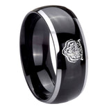 10mm Lion Dome Glossy Black 2 Tone Tungsten Carbide Engraved Ring