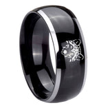 8mm Wolf Dome Glossy Black 2 Tone Tungsten Carbide Rings for Men