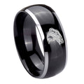 10mm Fishing Dome Glossy Black 2 Tone Tungsten Carbide Engraved Ring