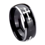 8mm-Christian-Cross-Religious-Dome-Glossy-Black-2-Tone-Tungsten-Mens-Wedding-Ring