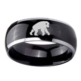 10mm-Chimpanzee-Dome-Glossy-Black-2-Tone-Tungsten-Carbide-Engraved-Ring