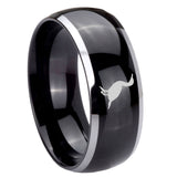 8mm Cormorant Dome Glossy Black 2 Tone Tungsten Carbide Rings for Men