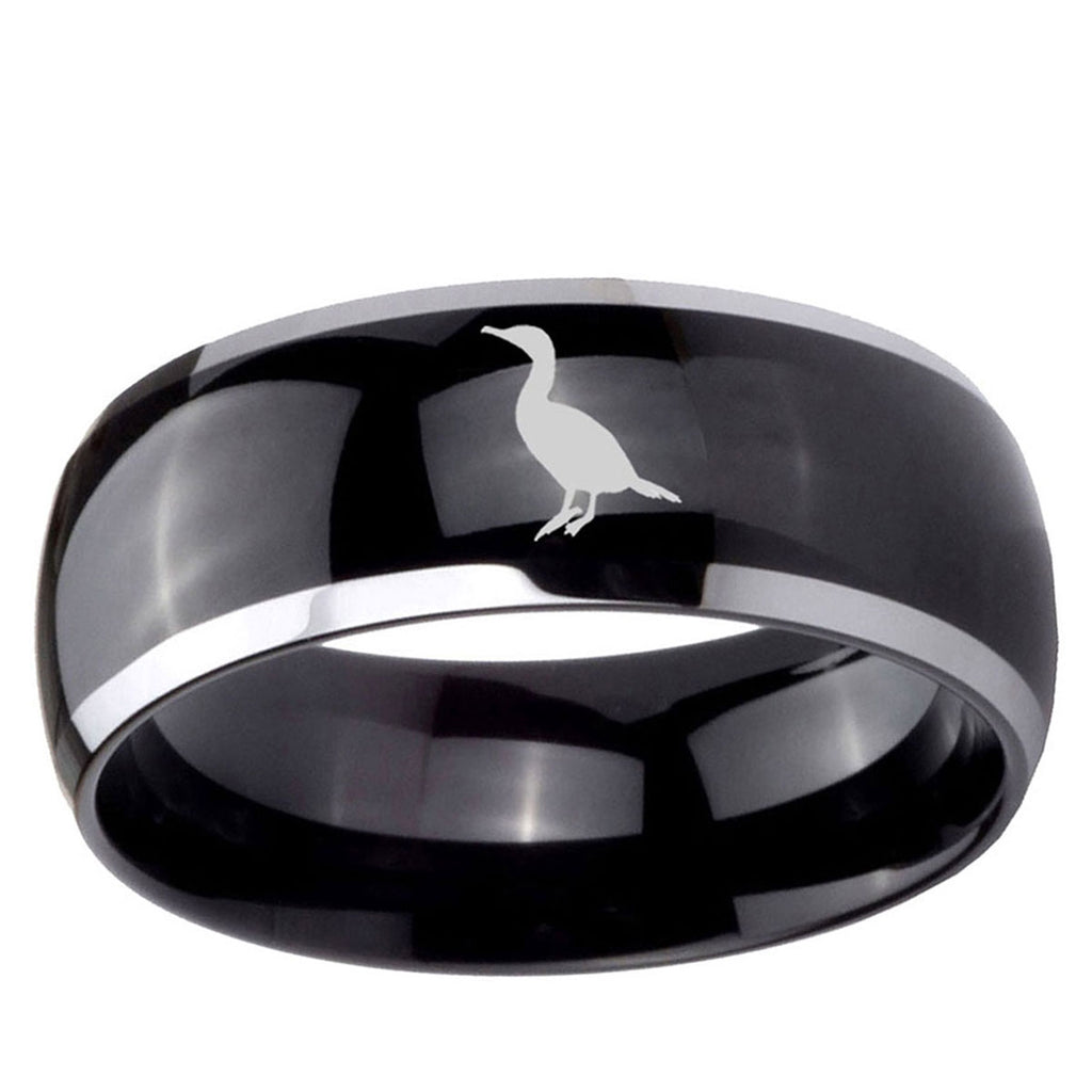 5mm Cormorant Dome Glossy Black 2 Tone Tungsten Ring