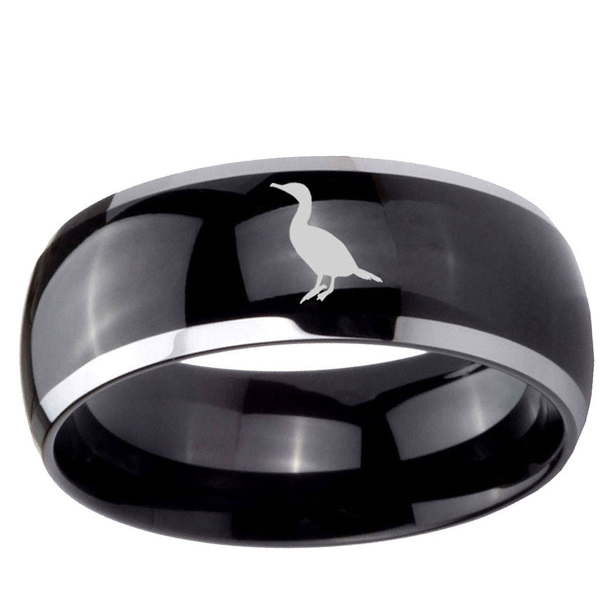 5mm Cormorant Dome Glossy Black 2 Tone Tungsten Ring