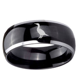 10mm Cormorant Dome Glossy Black 2 Tone Tungsten Ring