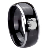 10mm Elephant Dome Glossy Black 2 Tone Tungsten Carbide Engraved Ring