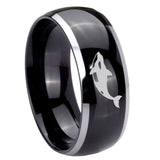 10mm-Keller-Whale-Dome-Glossy-Black-2-Tone-Tungsten-Carbide-Engraved-Ring
