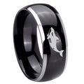 10mm Keller Whale Dome Glossy Black 2 Tone Tungsten Carbide Engraved Ring