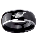 5, 8mm Keller Whale Dome Glossy Black 2 Tone Tungsten Ring
