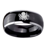 10mm-Octopus-Dome-Glossy-Black-2-Tone-Tungsten-Carbide-Engraved-Ring