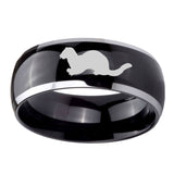10mm-Otter-Dome-Glossy-Black-2-Tone-Tungsten-Carbide-Engraved-Ring