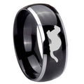 10mm Otter Dome Glossy Black 2 Tone Tungsten Carbide Engraved Ring