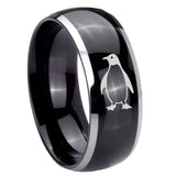 10mm-Penguin-Dome-Glossy-Black-2-Tone-Tungsten-Carbide-Engraved-Ring