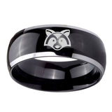 10mm-Raccoon-Animal-Dome-Glossy-Black-2-Tone-Tungsten-Carbide-Engraved-Ring