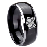 10mm Raccoon Animal Dome Glossy Black 2 Tone Tungsten Carbide Engraved Ring
