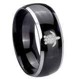 8mm Sea Turtle Dome Two Tone Black Metal Wedding Bands