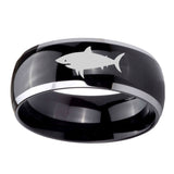 10mm-Shark-Dome-Glossy-Black-2-Tone-Tungsten-Carbide-Engraved-Ring