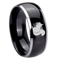 10mm Squirrel Dome Glossy Black 2 Tone Tungsten Carbide Engraved Ring