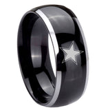 10mm-Cowboys-Star-Dome-Glossy-Black-2-Tone-Tungsten-Carbide-Engraved-Ring