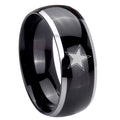 10mm Cowboys Star Dome Glossy Black 2 Tone Tungsten Carbide Engraved Ring