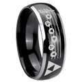 8mm Ocarina Songs Zelda Dome Two Tone Black Mens Tungsten Ring