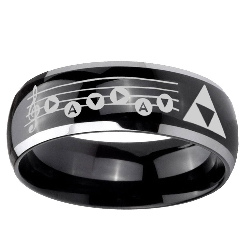5mm Ocarina Songs Zelda Dome Two Tone Black Mens Tungsten Ring