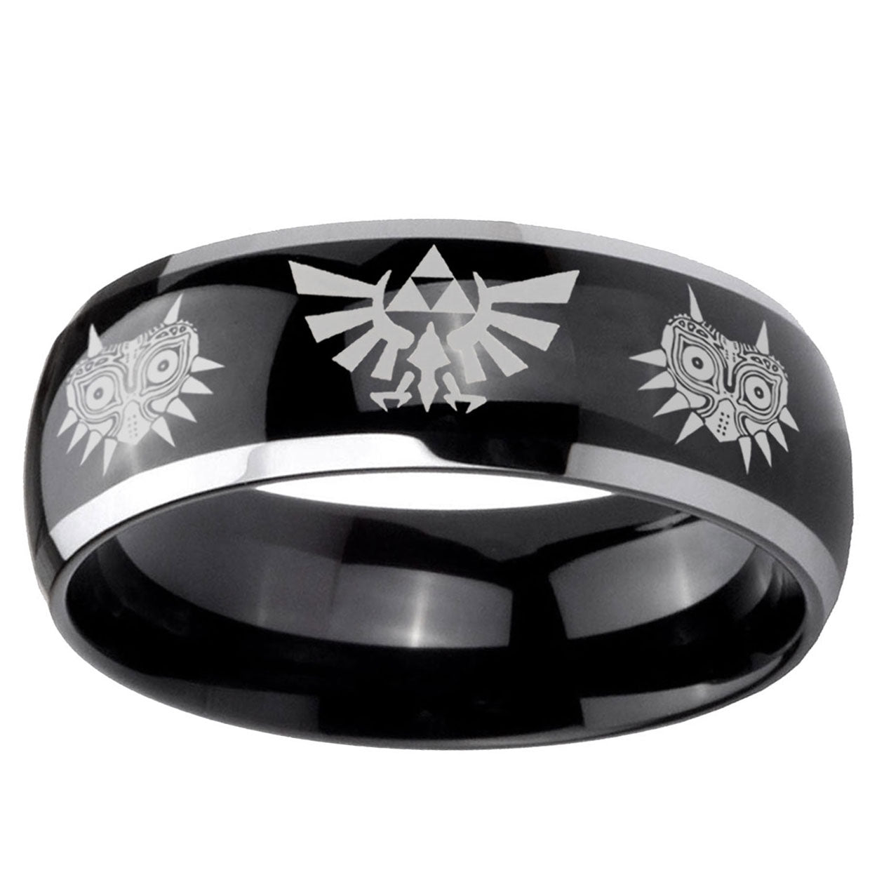5mm Zelda Majora's Mask Dome Two Tone Black Mens Tungsten Ring