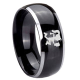 8mm Hatchet Woman Dome Glossy Black 2 Tone Tungsten Carbide Rings for Men