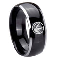 10mm Green Ranger Power Dome Glossy Black 2 Tone Tungsten Carbide Engraved Ring