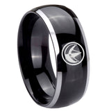 8mm Green Ranger Power Dome Glossy Black 2 Tone Tungsten Carbide Rings for Men