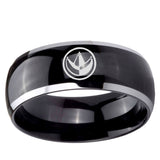 5, 8mm Green Ranger Power Dome Glossy Black 2 Tone Tungsten Ring