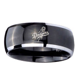 10mm-LA-Dogers-MLB-Baseball-Dome-Glossy-Black-2-Tone-Tungsten-Men's-Wedding-Band