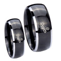 LA Dogers MLB Baseball Dome Glossy Black 2 Tone Tungsten Wedding Band Set