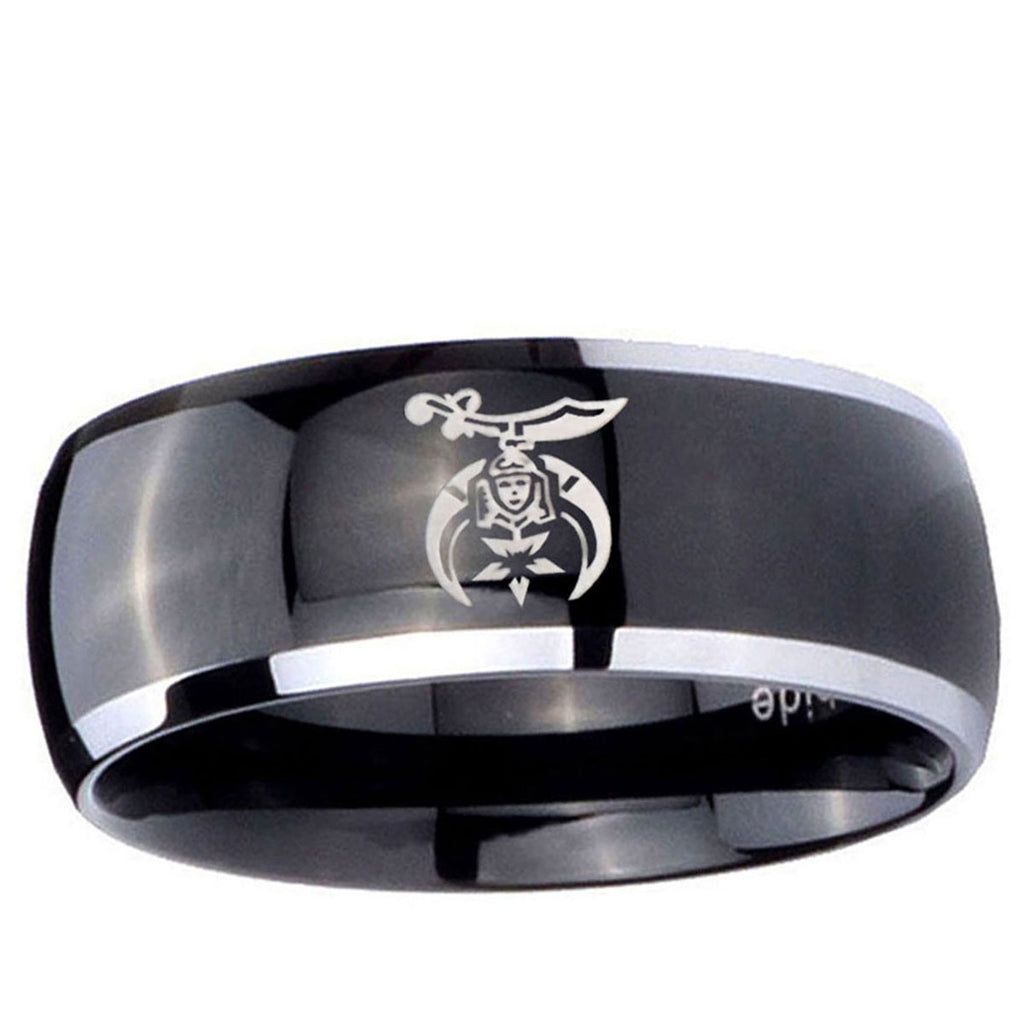 5mm Masonic Shriners Dome Glossy Black 2 Tone Tungsten Ring