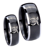 His Hers Masonic Shriners Dome Glossy Black 2 Tone Tungsten Custom Ring Set