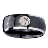10mm-Basketball-Dome-Glossy-Black-2-Tone-Tungsten-Carbide-Bands-Ring