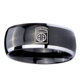 10mm-Army-Airborn-Dome-Glossy-Black-2-Tone-Tungsten-Men's-Engagement-Ring