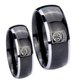 Army Airborn Dome Glossy Black 2 Tone Tungsten His And Hers Ring