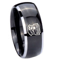 8mm Clone Trooper Dome Glossy Black 2 Tone Tungsten Ring
