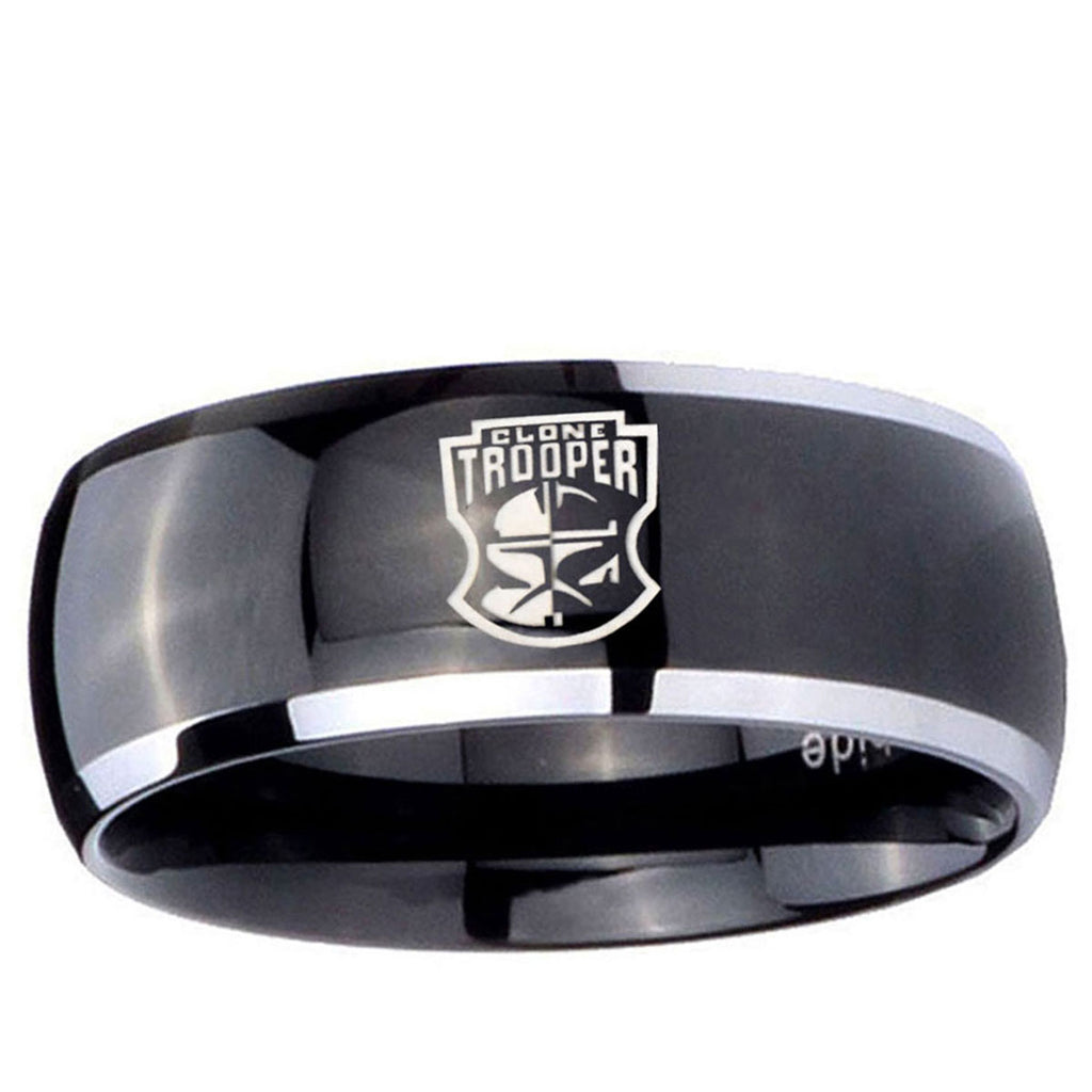 5mm Clone Trooper Dome Glossy Black 2 Tone Tungsten Ring