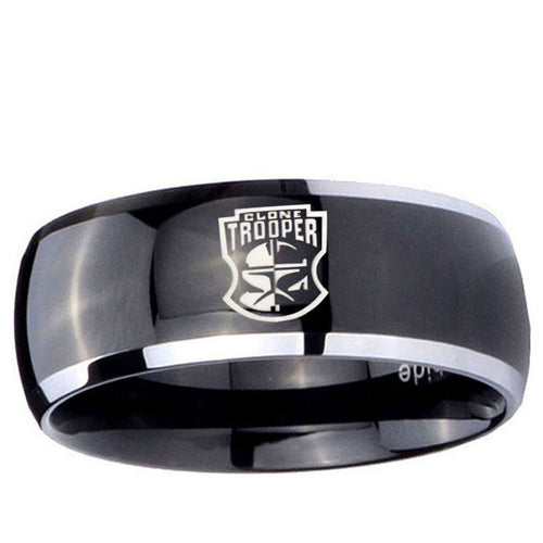 5mm Clone Trooper Dome Glossy Black 2 Tone Tungsten Ring