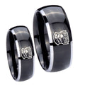 Clone Trooper Dome Glossy Black 2 Tone Tungsten Couple Wedding Rings