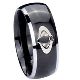10mm-Cobra-Dome-Glossy-Black-2-Tone-Tungsten-Carbide-Mens-Ring