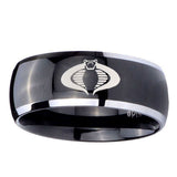 10mm-Cobra-Dome-Glossy-Black-2-Tone-Tungsten-Carbide-Mens-Ring
