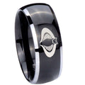 8mm Cobra Dome Glossy Black 2 Tone Tungsten Bands Ring