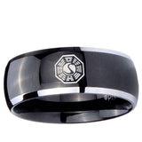 10mm Lost Dharma Dome Glossy Black 2 Tone Tungsten Ring