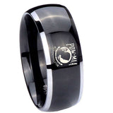 8mm-Military-Pow-Dome-Glossy-Black-2-Tone-Tungsten-Carbide-Custom-Mens-Ring