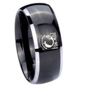 8mm Military Pow Dome Glossy Black 2 Tone Tungsten Ring