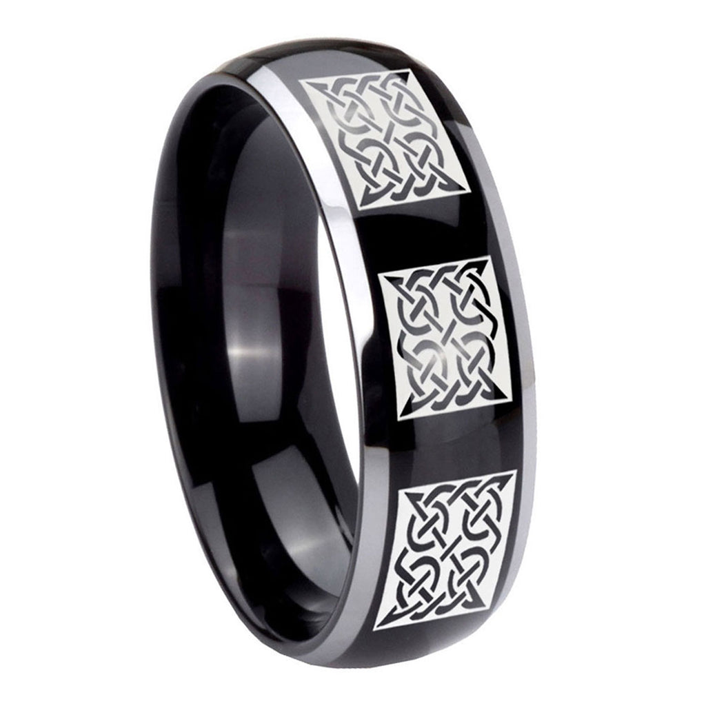 Flat Christian Cross Tungsten Carbide Bridal Set Rings