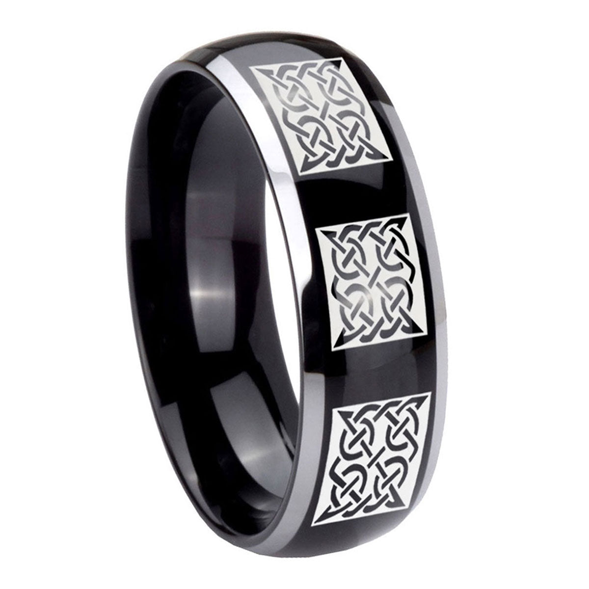 Flat Christian Cross Tungsten Carbide Bridal Set Rings